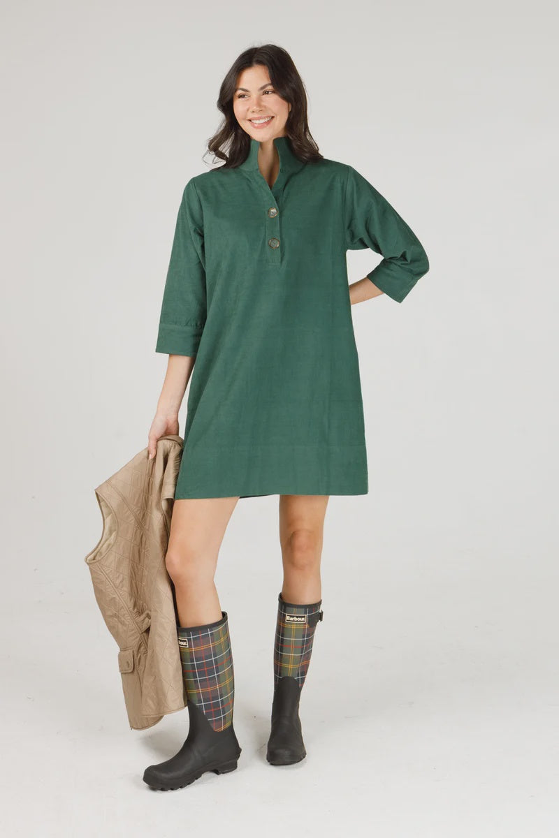 Holly Shae Arden Dress in Hunter Green Cord