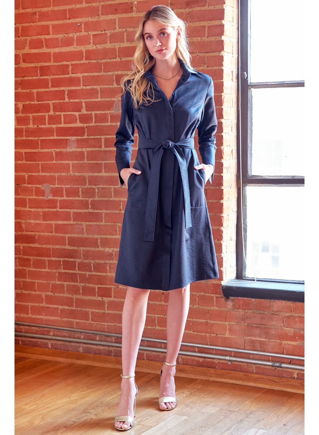Finley Shirts Hudson Dress in Suede Black Satin