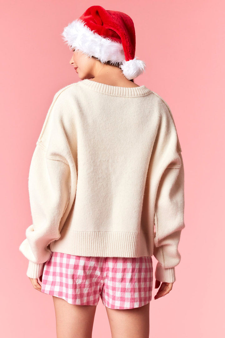Cream Nutcracker Embroidered Sweater
