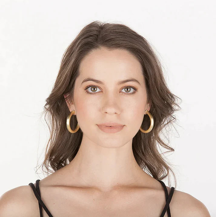 Shelia Fajl Chantal Hoops in Brushed Gold