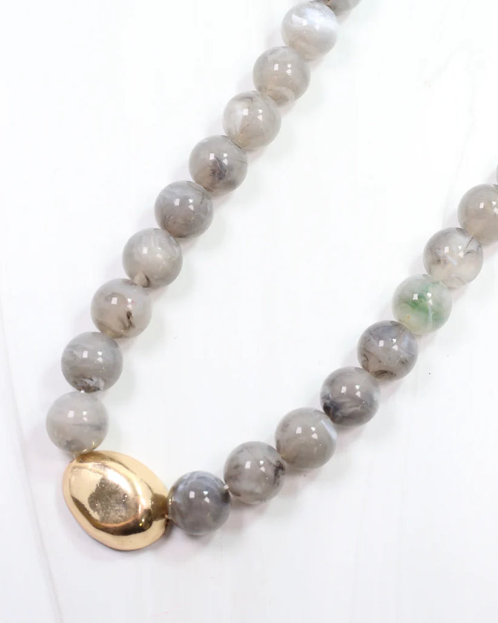 Caroline Hill Brooklyn Bold Stone Necklace in Gray