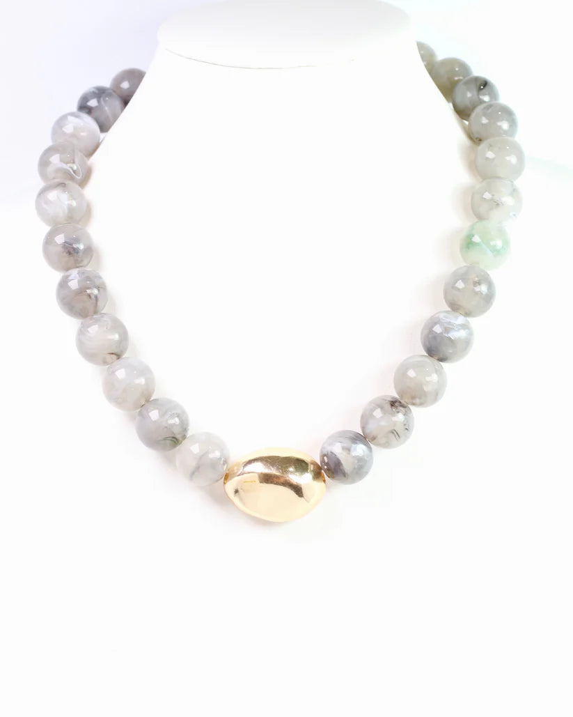 Caroline Hill Brooklyn Bold Stone Necklace in Gray