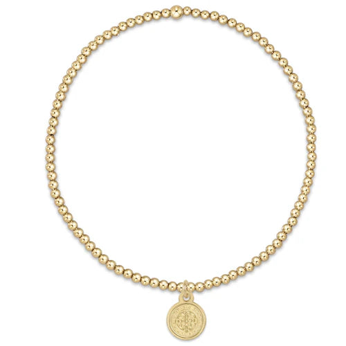 classic gold 2mm bead bracelet - blessing small gold disc