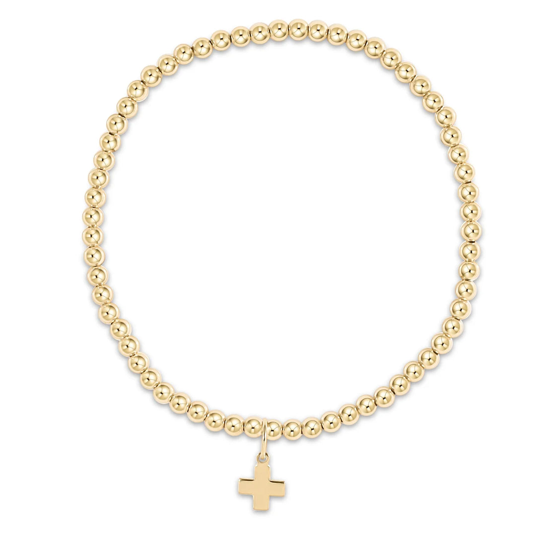 enewton Extends classic gold 3mm bead bracelet - signature cross gold charm