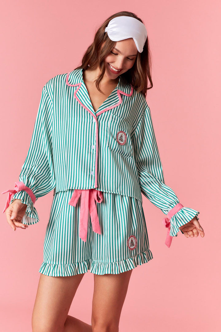 Green Stripe Pajama Set