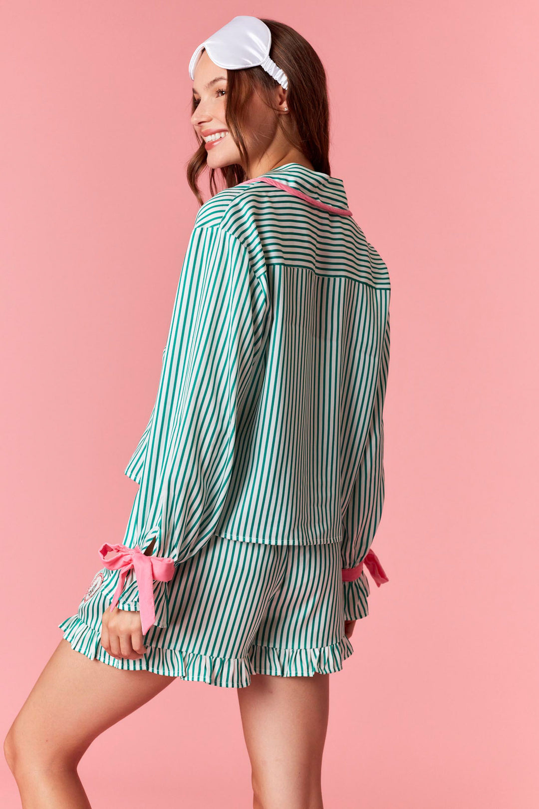 Green Stripe Pajama Set