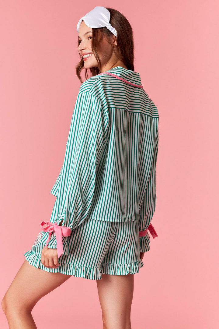 Green Stripe Pajama Set