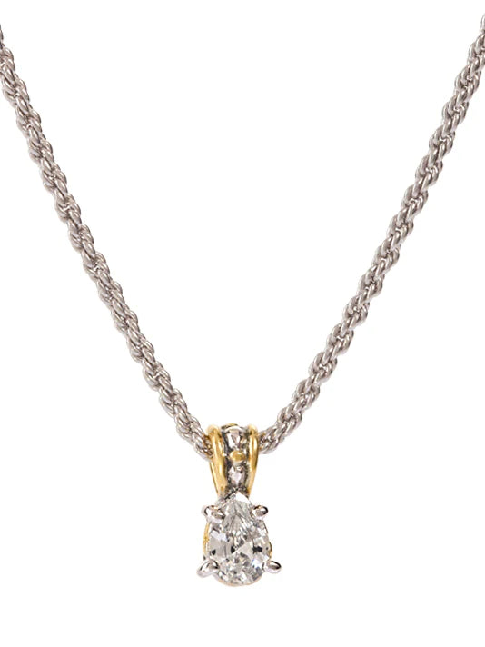 John Medeiros Beijos 9x6mm CZ Pear Prong Set Pendant Necklace