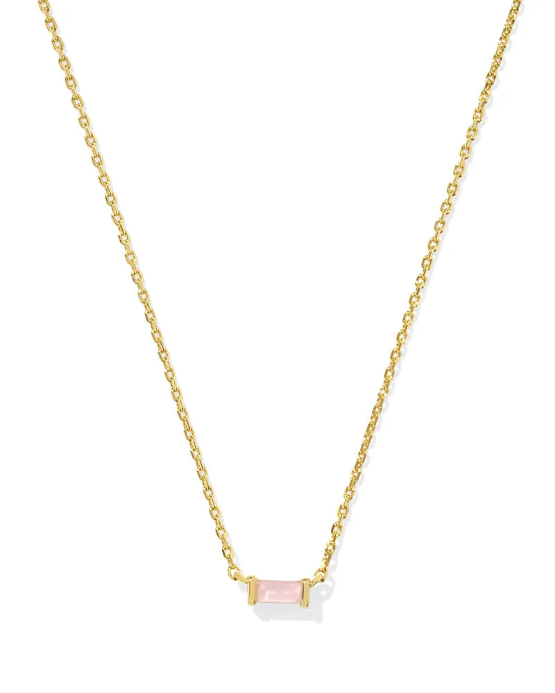 Kendra Scott Juliette Gold Pendant Necklace in Rose Quartz