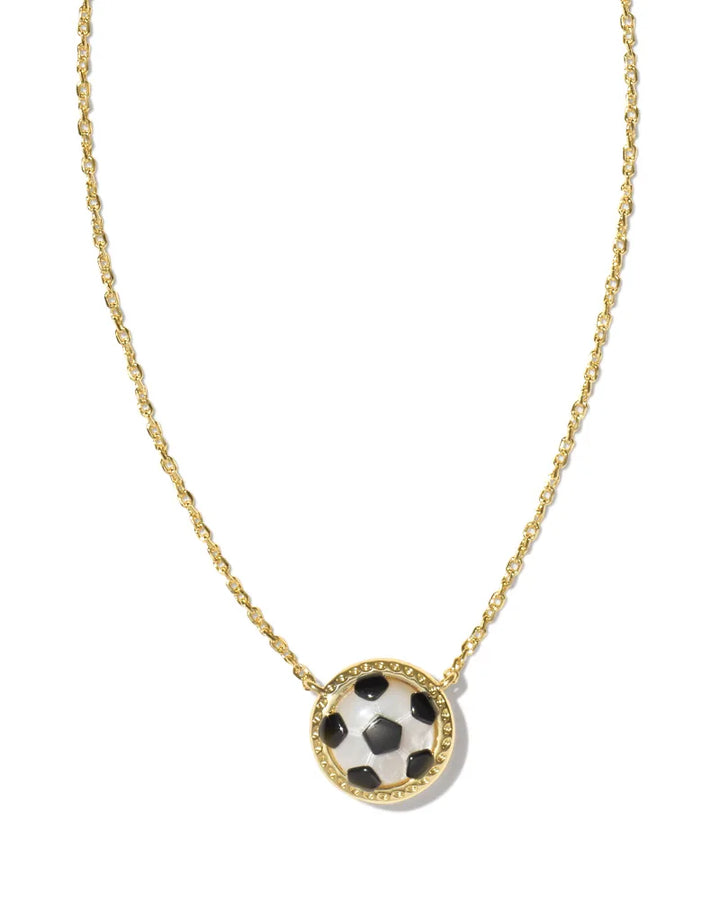 Kendra Scott Soccer Gold Short Pendant Necklace in Ivory Mother-of-Pearl