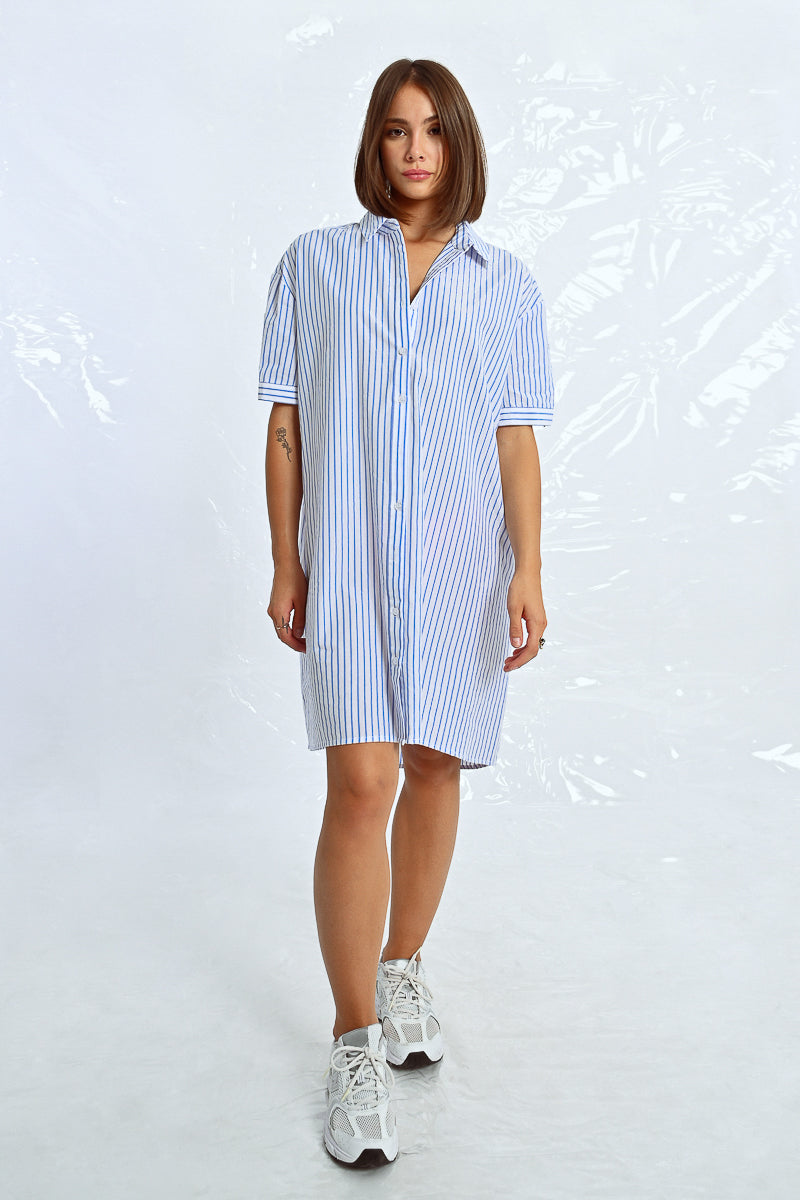 Molly Bracken Light Blue Pin Stripe Dress