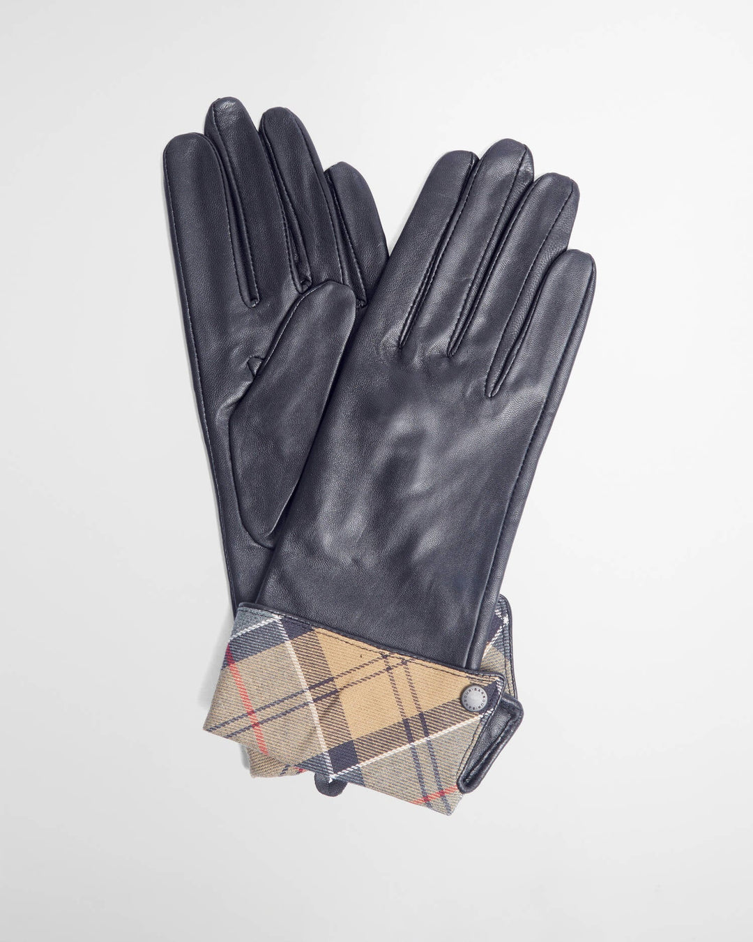 Barbour Lady Jane Leather Gloves in Black-Dress Tartan