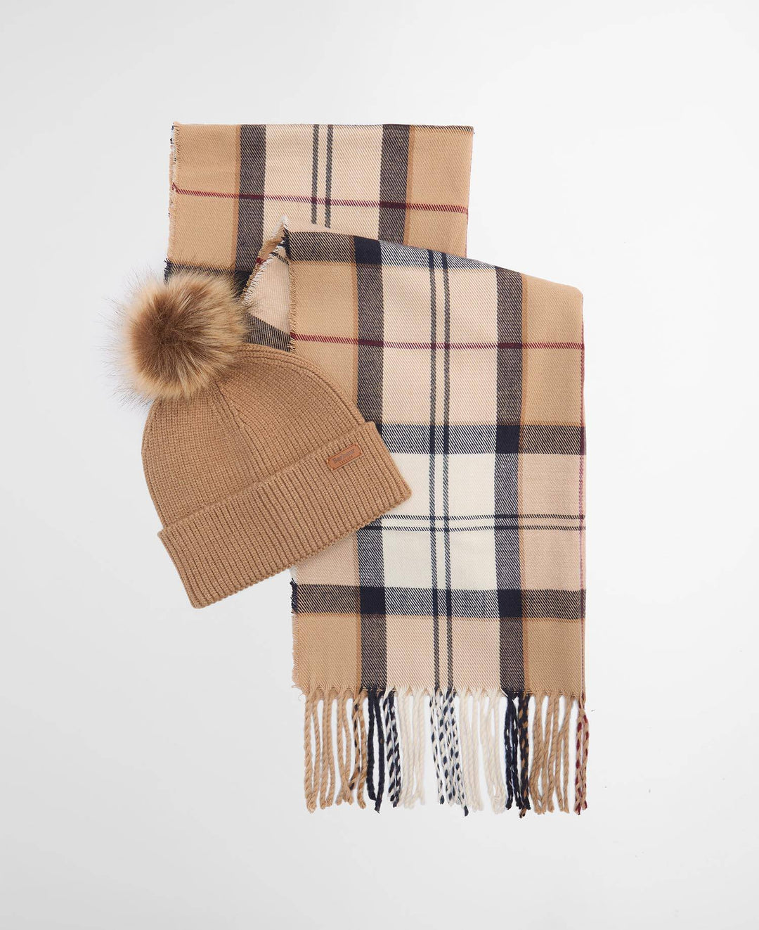 Barbour Dover Beanie & Hailes Scarf Gift Set in Hessian