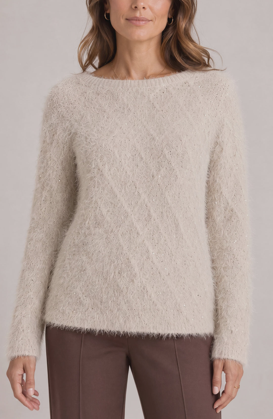 Liverpool Los Angeles Long Sleeve Boatneck Sweater in Light Camel Metallic