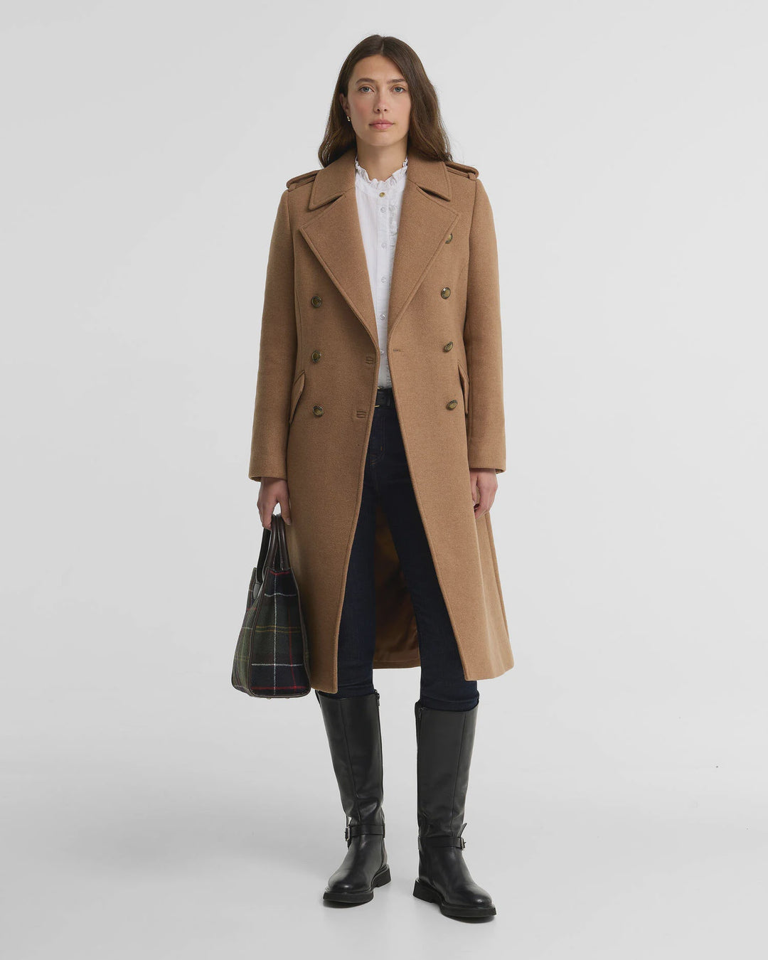 Barbour Women's Cottesmore Double-Breasted Wool Coat in Camel