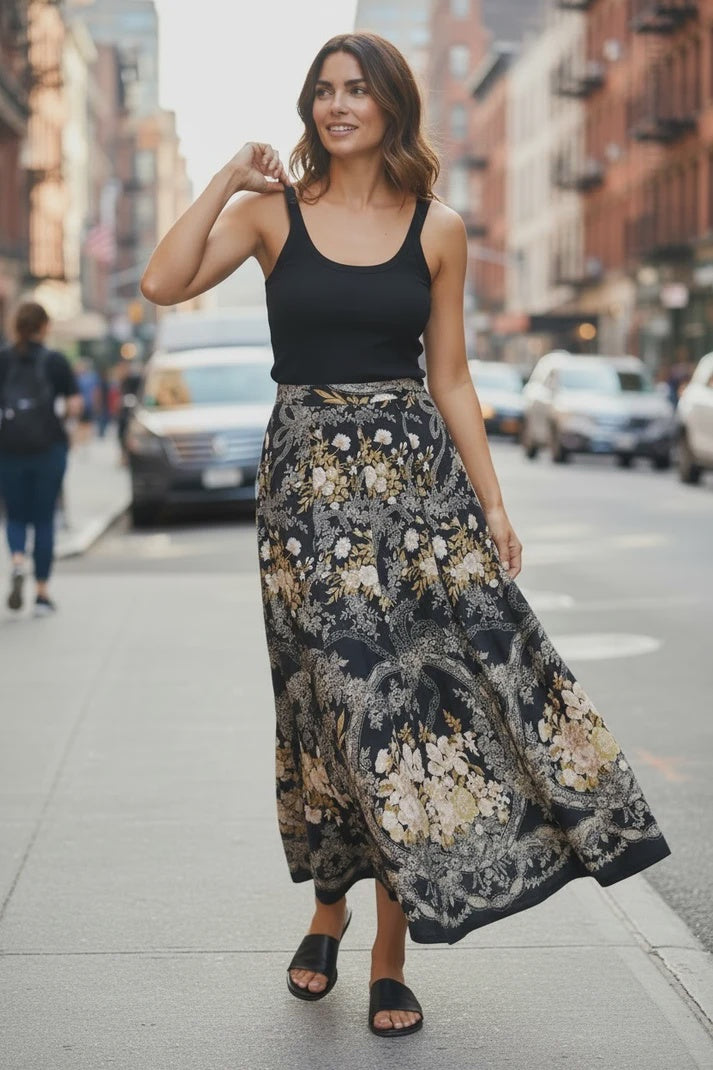 Patty Kim Lucia Flare Skirt in Vintage Floral