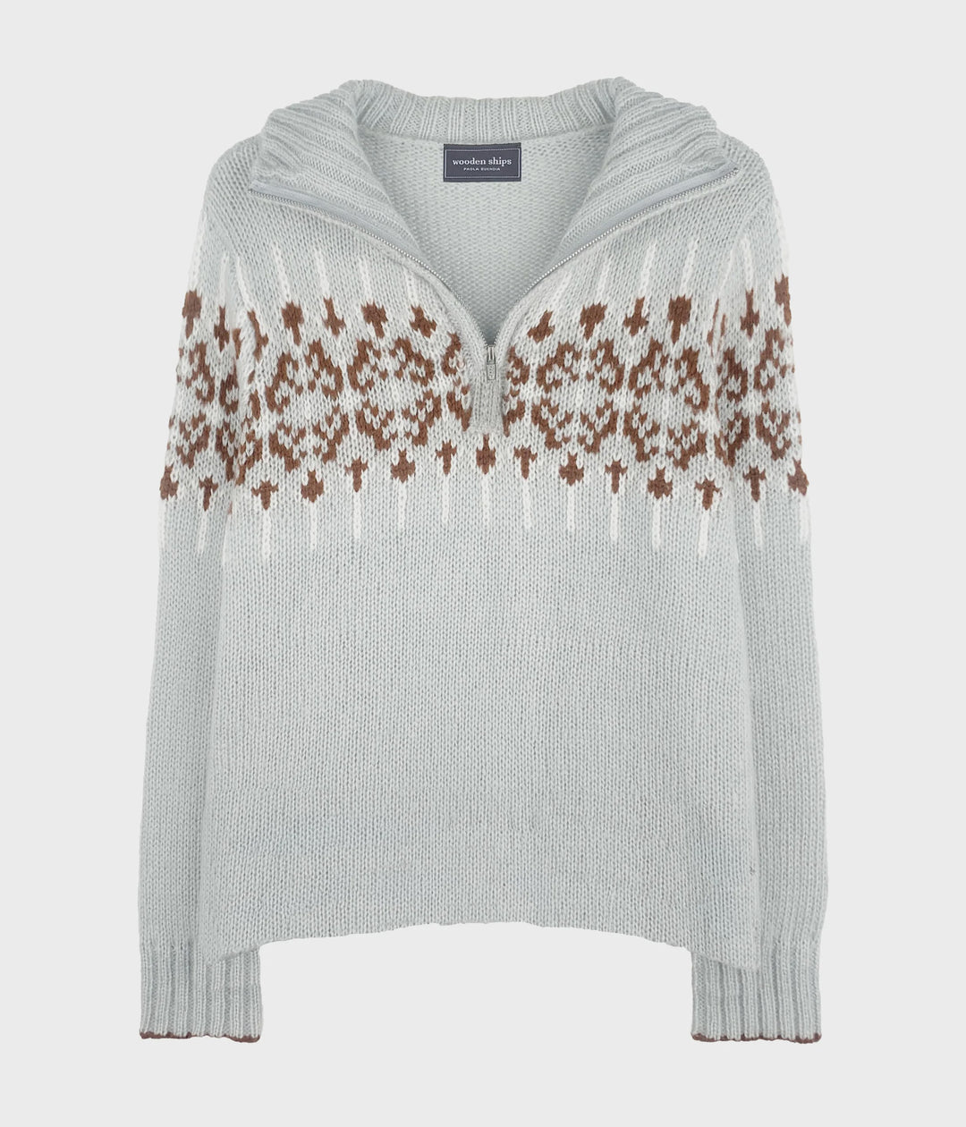 Wooden Ships Meribel Half Zip Sweater in Gray