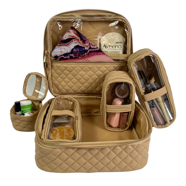 PurseN Mini Diva Makeup Case - Nude Quilted