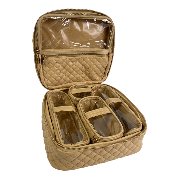 PurseN Mini Diva Makeup Case - Nude Quilted