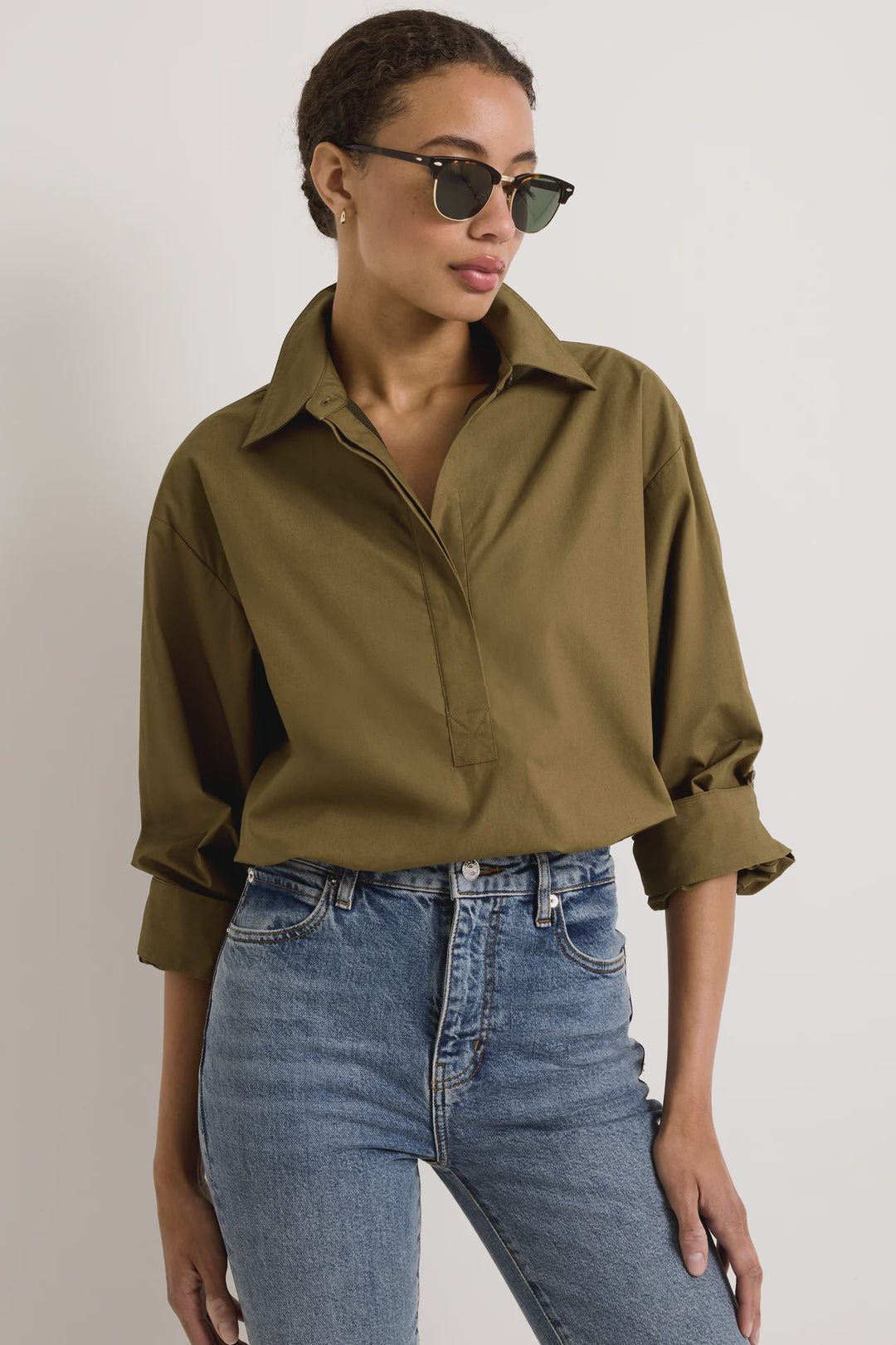 Marie Oliver Dallas Top in Juniper Green