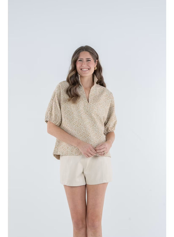 Emily McCarthy Poppy Top in Mosaic Monogram