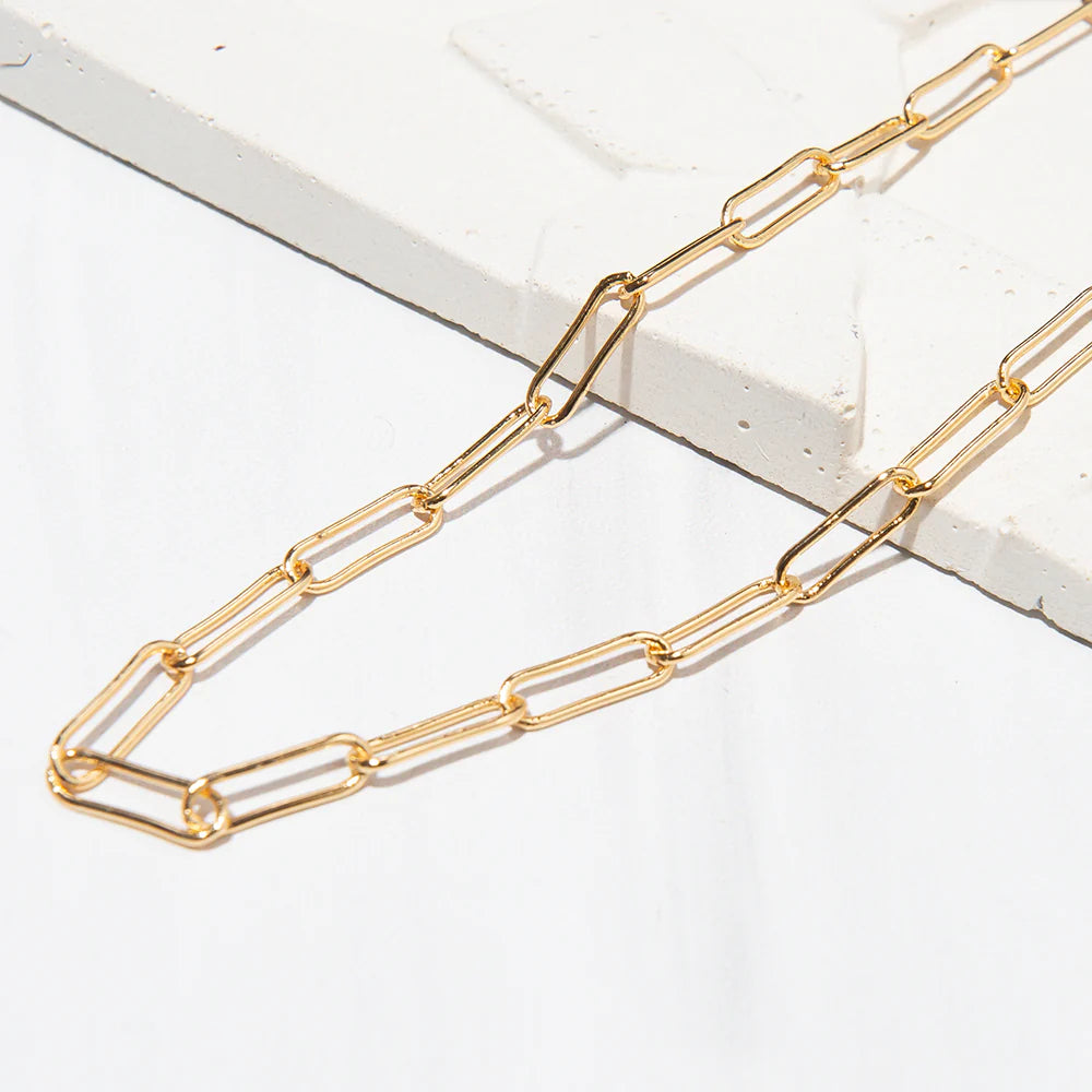 Lenny and Eva Gilded Chain Necklace-Paper Clip, 18"