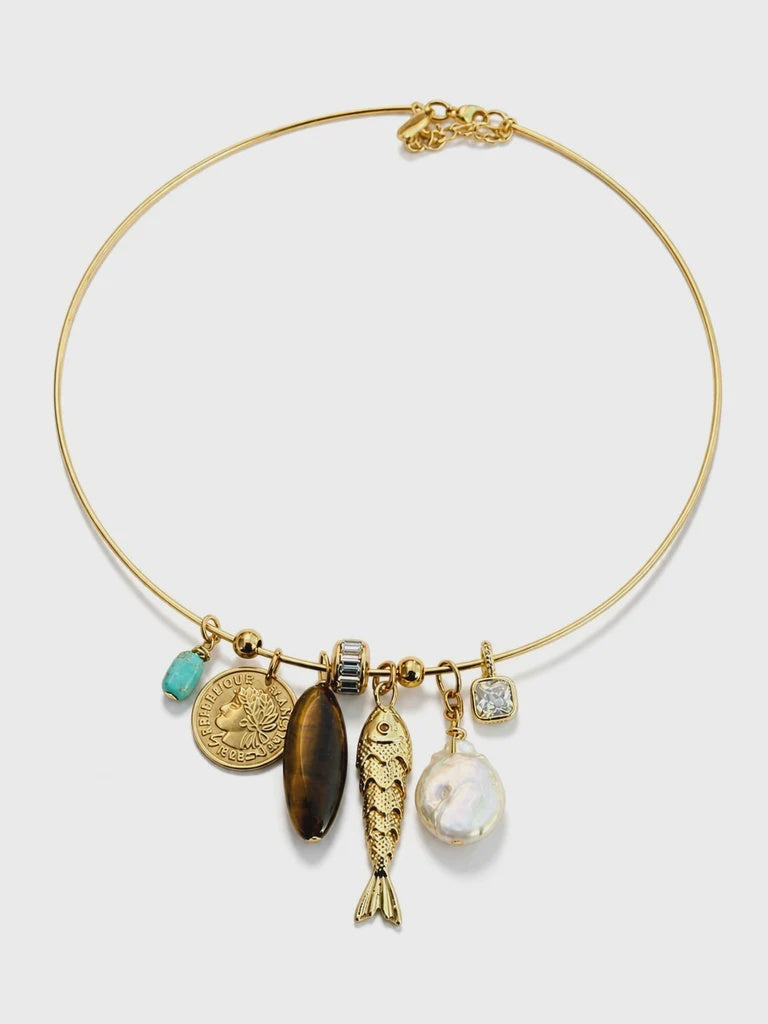 WELL COLLECTED Wire Charm Choker Necklace