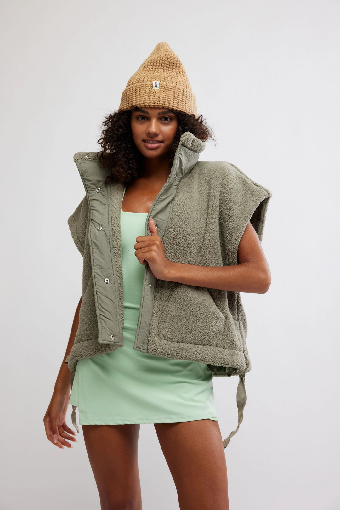 Free People Movement Scout It Out Fleece Vest in Stage Stone