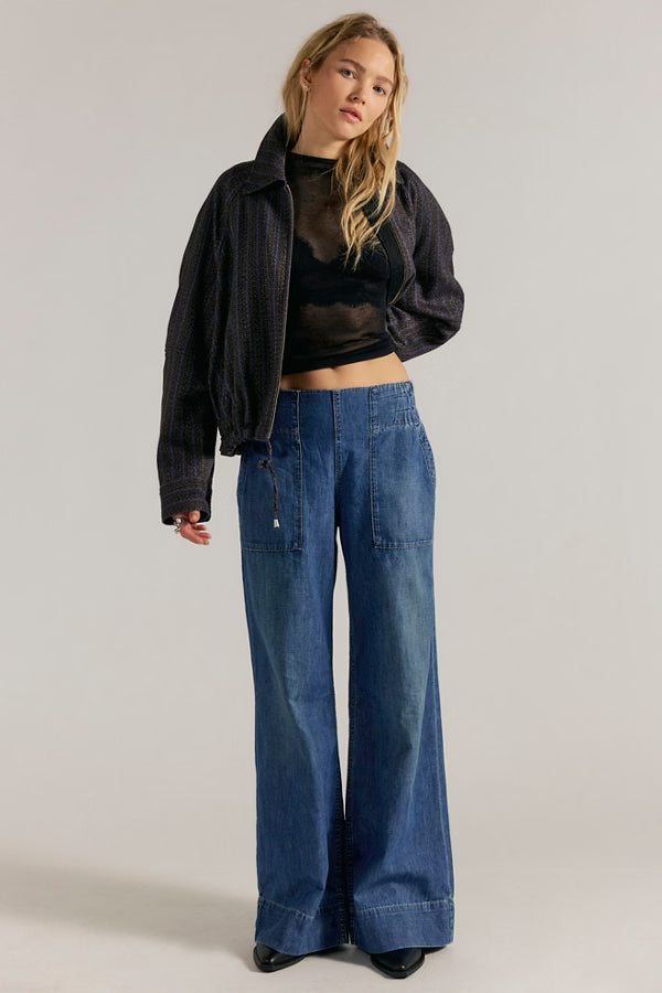 Free People Breezy Denim Pull On in Cobalt