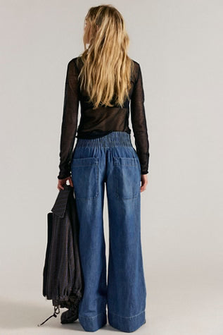 Free People Breezy Denim Pull On in Cobalt