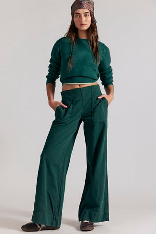 Free People Breezy Denim Pull On Pant in Pineneedle