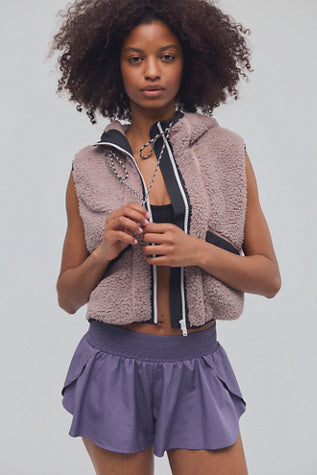 Free People Sky High Fleece Vest in Smokey Plum