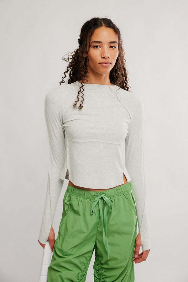 Free People Movement Love Club Long Sleeve in Heather Grey