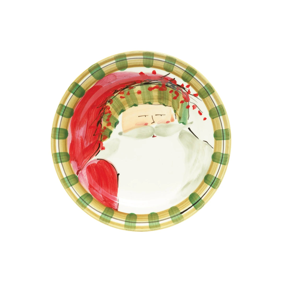 Vietri OLD ST. NICK ROUND SALAD PLATE - STRIPED HAT