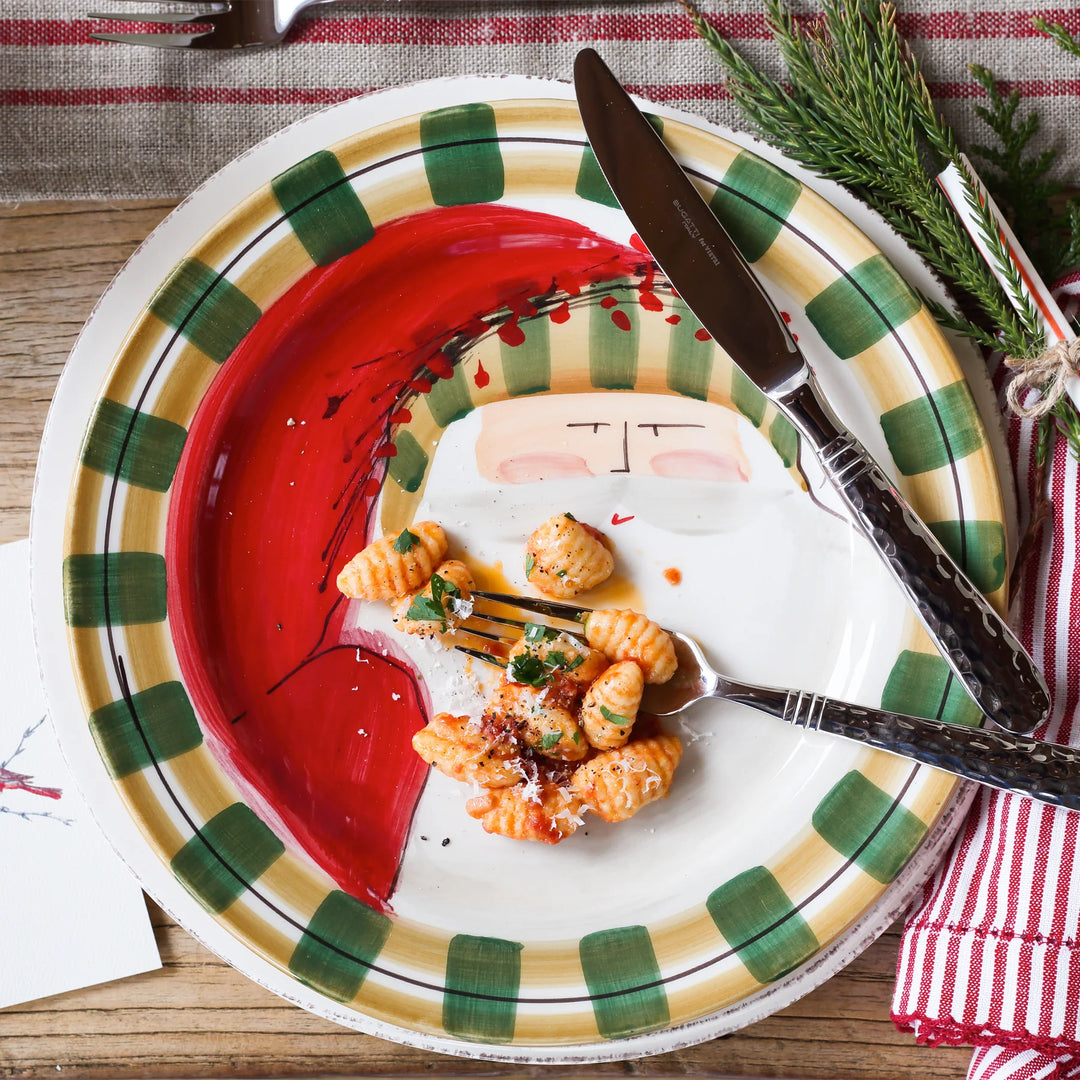 Vietri OLD ST. NICK ROUND SALAD PLATE - STRIPED HAT