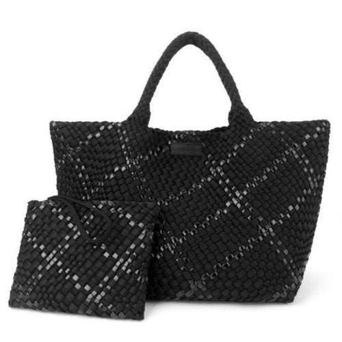 Parker & Hyde Black Metallic Oversized Woven Tote