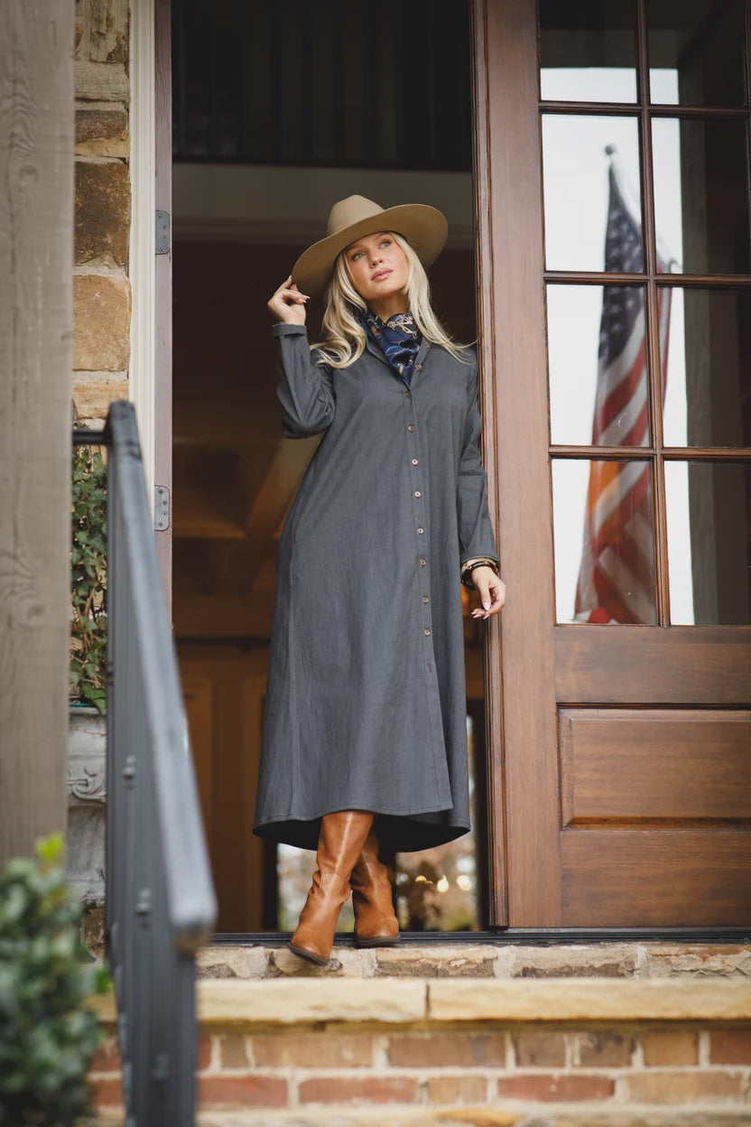 Holly Shae Adele Dress in Black Washed Denim