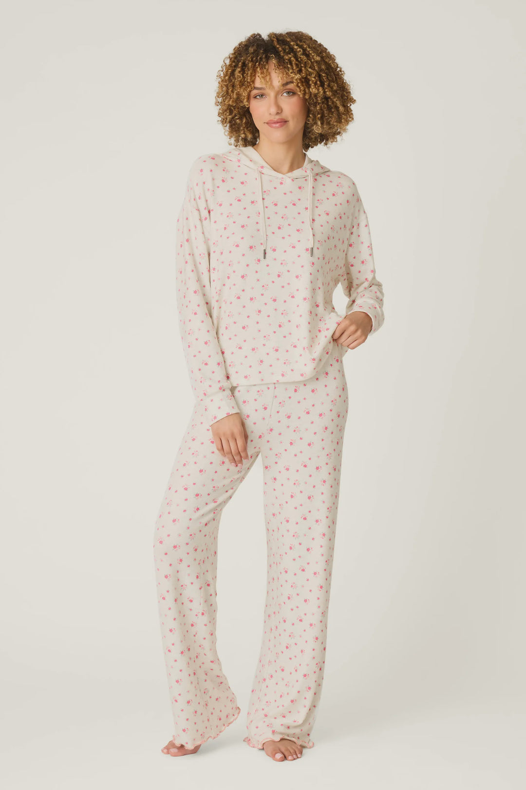 PJ Salvage Romantic Rose Ditsy Floral Print Hoodie & Pants PJ Set
