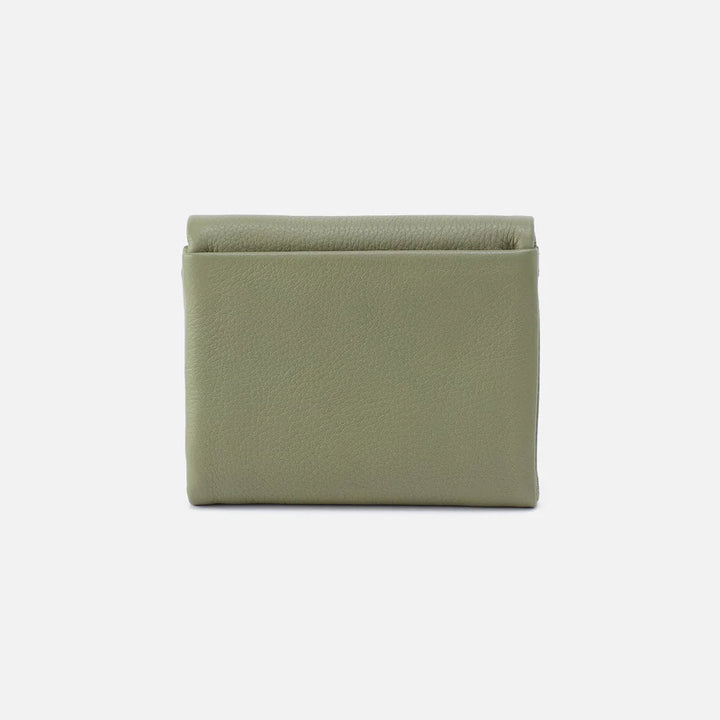 Hobo Fern Medium Trifold Wallet in Pebbled Leather | Watercress