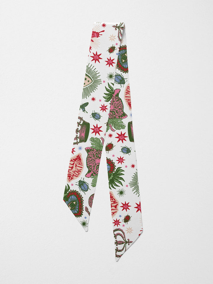 Emily Mccarthy Hand-Stitched Silk Scarfette in Iconic Joy