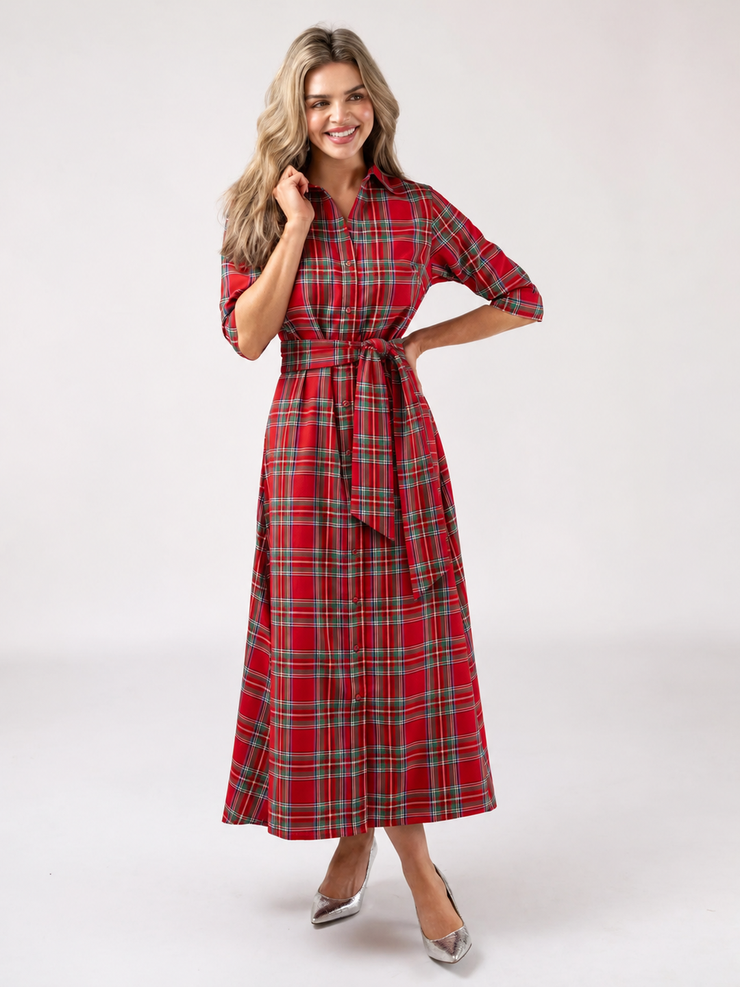 Beau & Ro Eloise Dress in Holiday Plaid