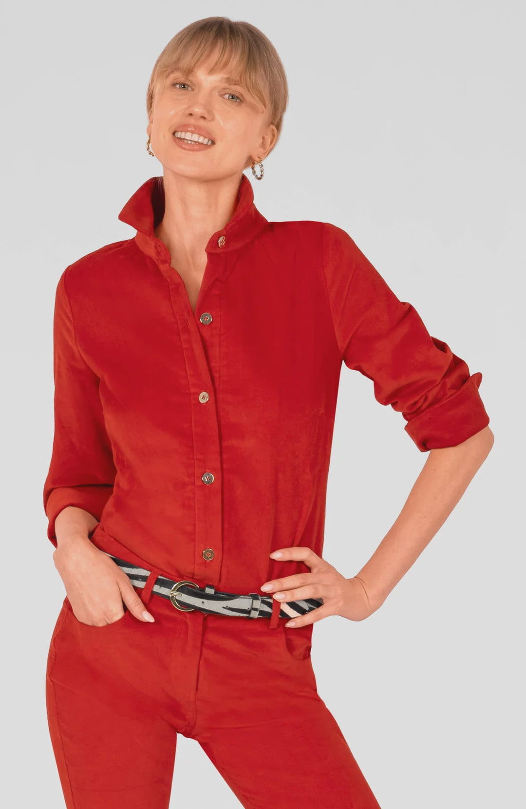 Gretchen Scott Boyfriend Shirt - Corduroy in Red