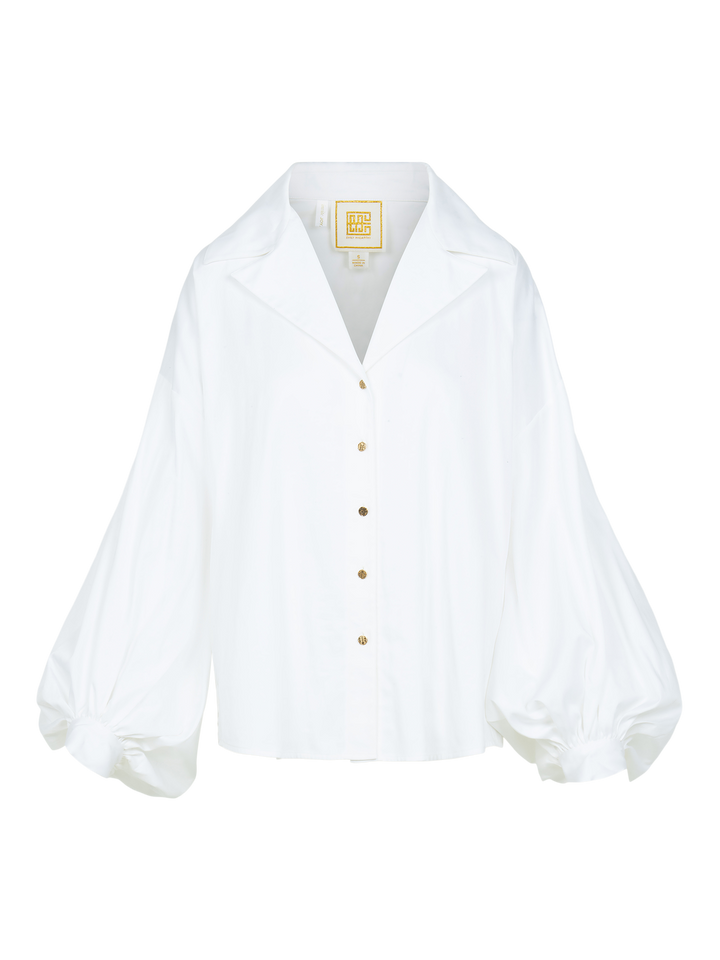 Emily Mccarthy Iris Oxford in White Cotton Poplin