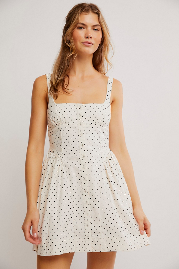 Free People Printed Astrid Mini Dress in Ivory Combo