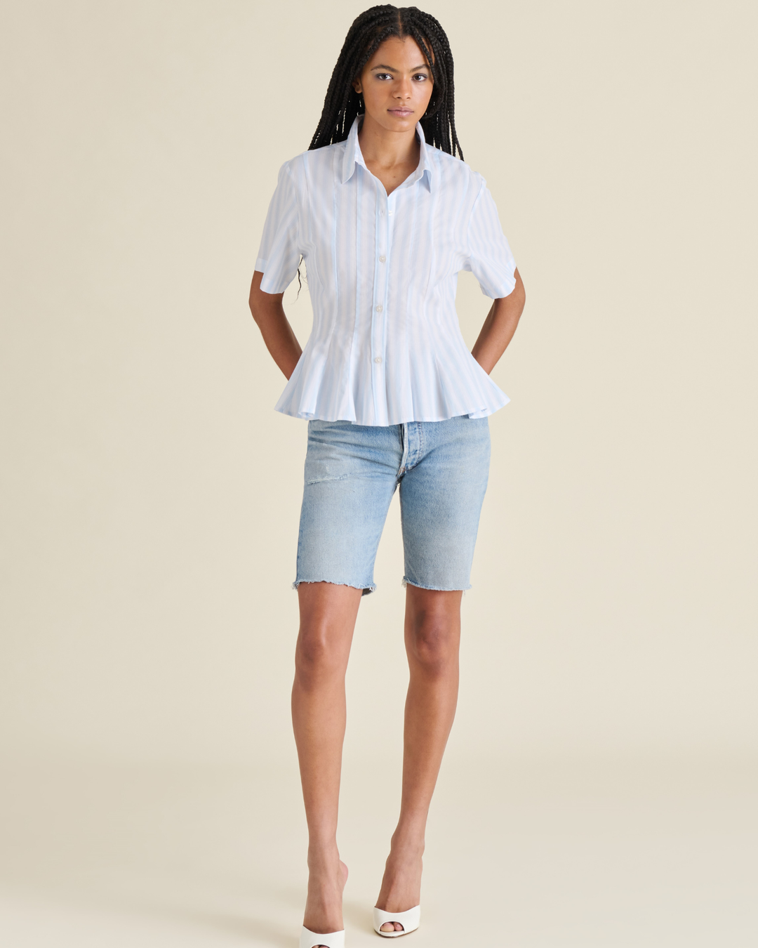 Steve Madden Porter Top in Multi Stripe Blue