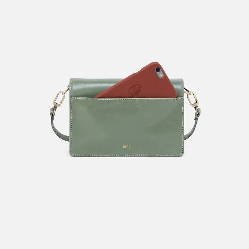 Hobo Jill Crossbody in Polished Leather | Jade