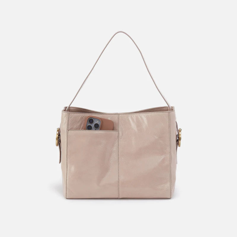Hobo Render Shoulder Bag in Gloss Leather | Stone Gloss
