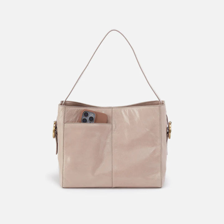 Hobo Render Shoulder Bag in Gloss Leather | Stone Gloss