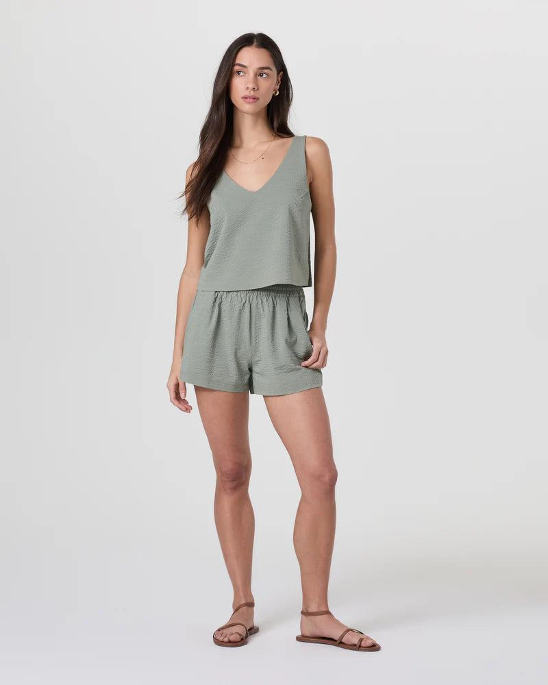vuori Women's Villa Textured Crop Tank in Laurel