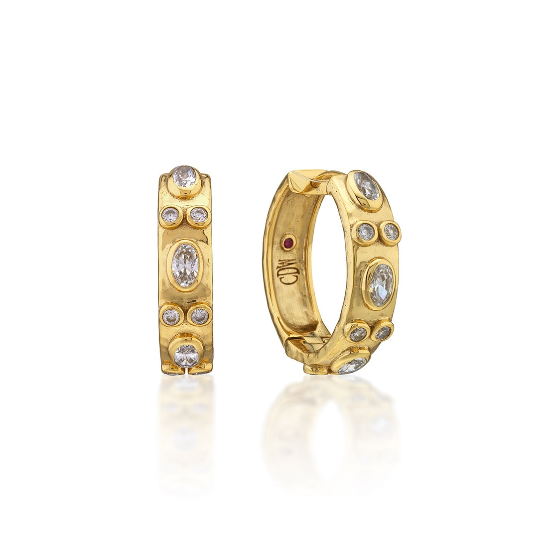 Capucine De Wulf Maharani Huggie Hoop Earrings - Clear Cubic Zircon